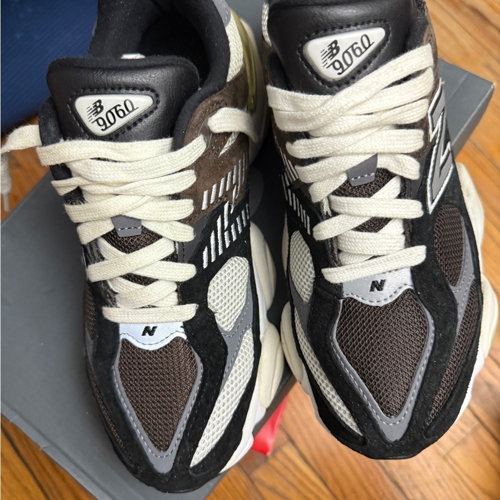 New Balance 9060 Sneakers in Brown, Black, and White